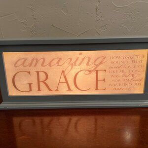 "Amazing Grace" Lighted Wooden Box Sign / Tabletop Lamp